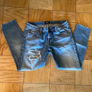 Ripped D-ID Blue Florence/Ankle Skinny Low Waisted Jeans